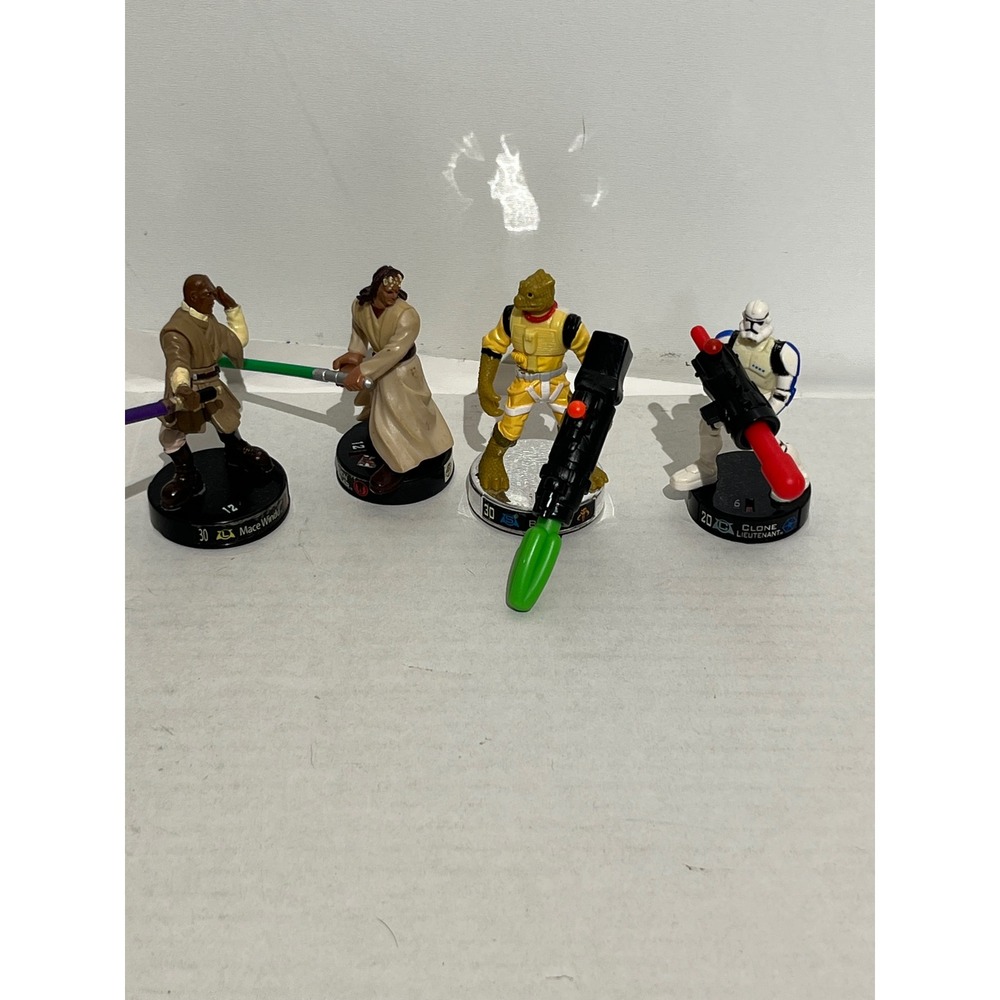Star Wars Attacktix Battle Figure Lot 4 Mace Windu Bossk Agen Kolar Hasbro 2005